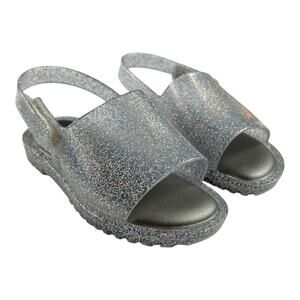 NEW Mini Melissa Mini Mia + Fabula II Sparkle Silver Jelly Sandals 6 toddler